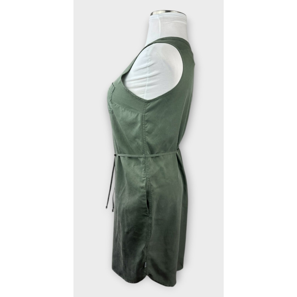 NWT Eddie Bauer Lightweight Tencel Dress Button Tie Belt Sleeveless Green Sz 12 - Picture 11 of 15